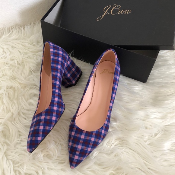 NWT Jcrew pointed block heel pumps in plaid - Picture 3 of 14